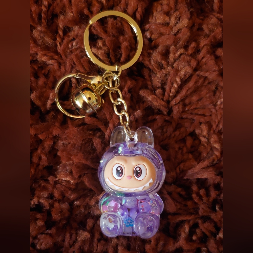 Labubu Purple Keychain with Gold Accents
